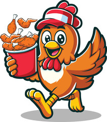 Vector chicken mascot design for fried chicken restaurant	
