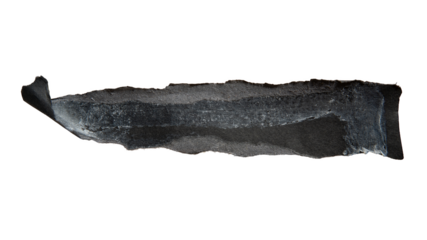 Old torn black paper with curled edge on white background