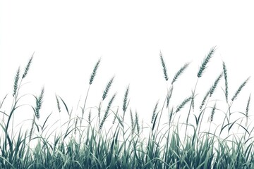 Green grass and wheat field border