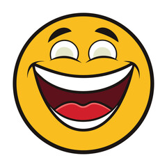 Obraz premium A cheerful yellow emoji with bright eyes and a wide open-mouthed grin, radiating pure joy and laughter—perfect for expressing happiness, humor, or playful fun! 😄 