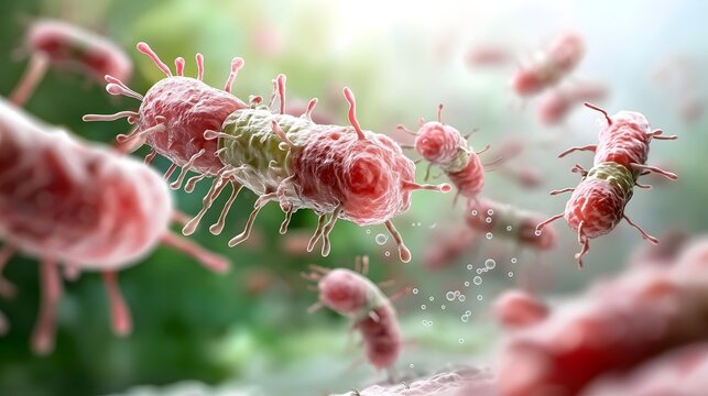 Modern and Minimal Depicting the Travel of Salmonella Typhi Bacteria Through the Intestines and into the Bloodstream Causing Systemic Infection