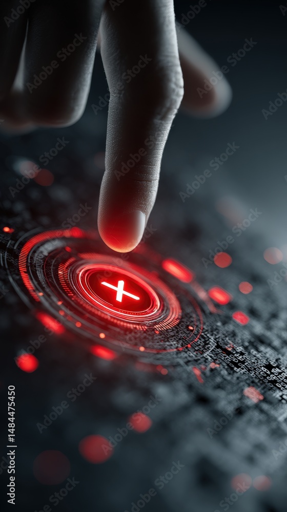 Poster digital tap: a close-up shot captures a finger poised to interact with a glowing digital interface, 