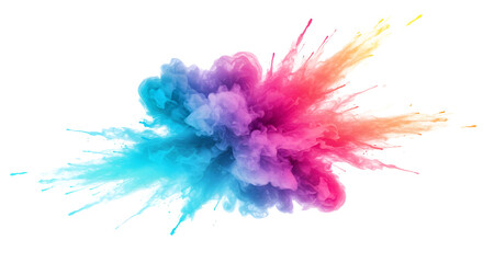 Fototapeta premium Transparent Cool-toned cyan and purple splash blending into pink explosion