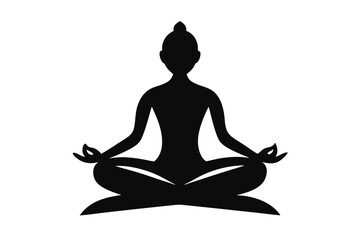 Buddhist Inspired Yoga T-Shirt Design Silhouette Vector  Spiritual Wellness Apparel with Sacred Influence