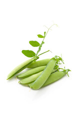 green pea pods isolated on a white background