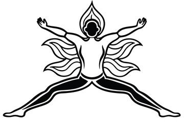 Illustrated Style Yoga Silhouette Vector  Artistic Wellness and Meditation Pose Illustration
