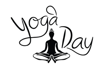 Yoga Day Poster Making T-Shirt Design Silhouette Vector   Creative Wellness Apparel Illustration
