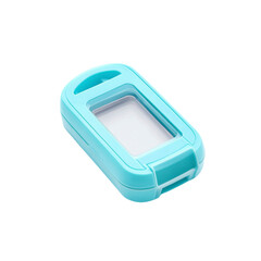 Aqua Blue Plastic Key Fob with Transparent Window for Customization