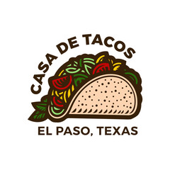 Vector logo of taco with tortillas and stuff