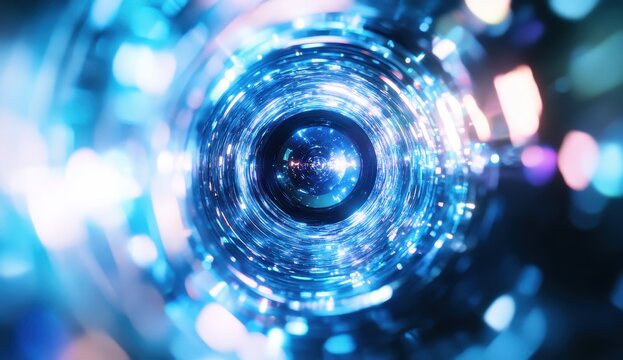 Glowing blue vortex with central light