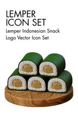 Lemper indonesian snack logo vector Icon set