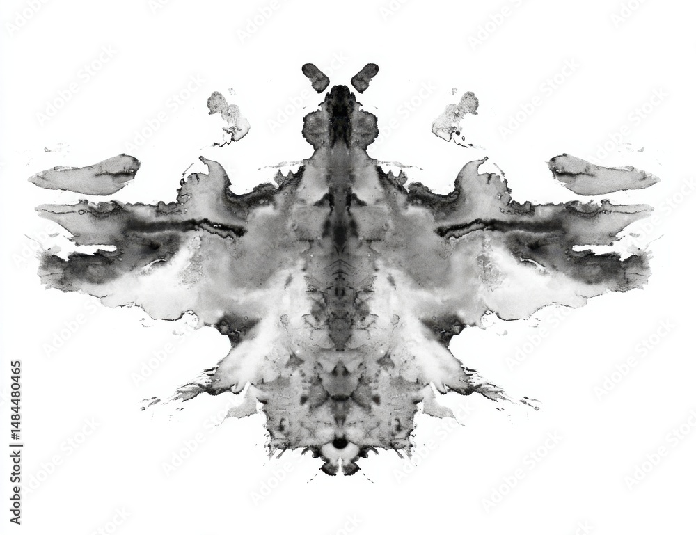Aufkleber abstract inkblot pattern resembling a psychological rorschach test shape on white background, repres