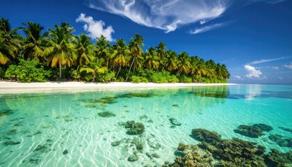 Fototapeta premium Tropical lagoon under clear skies