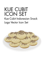 Kue cubit indonesian snack logo vector Icon set