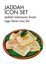 Jaddah indonesian tradisional snack logo vector Icon set 