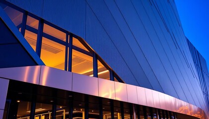 Sleek, modern building facade with diagonal steel and aluminum cladding,  modern,  cladding