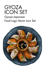 Gyoza japanese Food logo vector Icon set
