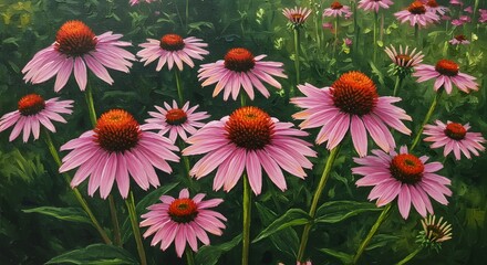 Pink Coneflowers: A Vibrant Impressionist Garden Painting