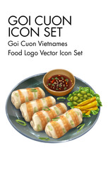 Gori cuon vietnames Food logo vector Icon set