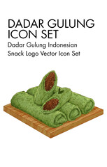 Dadar gulung indonesian snack logo vector Icon set