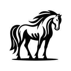 Monochrome Vector of Horse Rearing with Bold Lines for Tattoos Posters or Traditional Equestrian Branding Design Concepts

