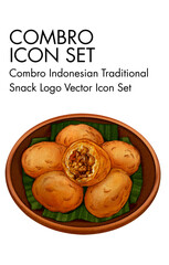 Combro indonesian traditional snack logo vector Icon set
