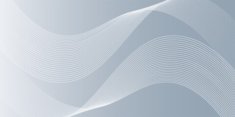 White abstract background with wavy lines. Digital future technology concept in the silver theme color.