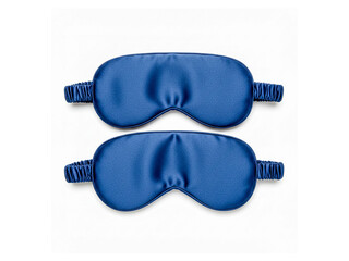Top view two blue sleep mask isolated on white background.