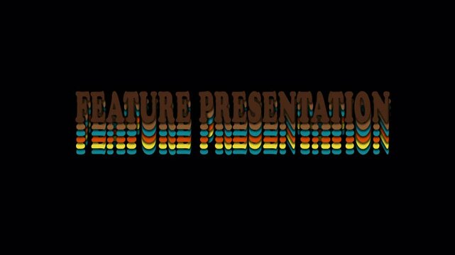 Feature presentation text in vintage, retro film or videotape era font and color style. Also available in a version processed through a VHS player for authentic film/tape damage effect.