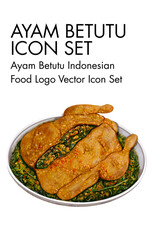 Ayam betutu indonesian Food logo vector Icon set