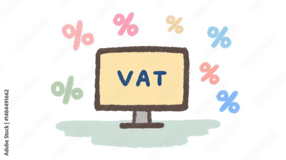 Poster vat in the spotlight: a colorful illustration of a computer monitor displaying the text 