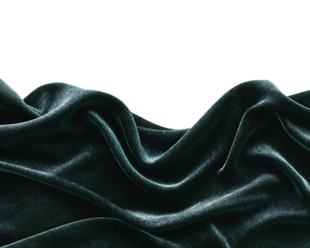 Abstract Dark Teal Fabric Waves on Transparent Background, PNG