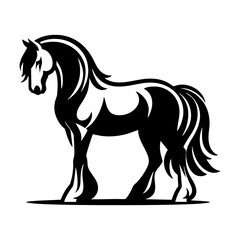 Vector Illustration of Rearing Horse in Monochrome Style with Dramatic Movement for Tattoo Art Posters and Equestrian Branding
