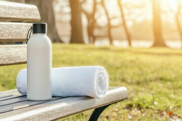 A modern water bottle designed for seasonal outdoor exercises in parks, featuring a sleek design and vibrant colors.