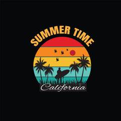 Summer Time California typography t-shirt design