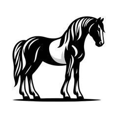 Classic Equestrian Vector of Rearing Horse in Monochrome Engraved Style for Tattoos Posters and Farm Themed Branding Design