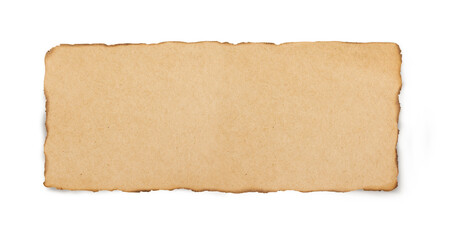 Burnt paper with torn yellow edges. Yellow ripped paper torn edges strips isolated