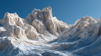 Majestic White Mountain Range Against Blue Sky, Inspiring Adventure and Exploration for Travel and Outdoor Enthusiasts : Generative AI