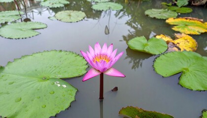 Stunning Pink Lotus Blossom Amidst Verdant Lily Pads in Serene Pond Setting