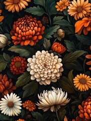 Orange and white chrysanthemum pattern