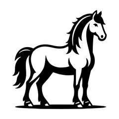 Stunning Rearing Horse in Black and White Vector Style for Poster Art Tattoo Illustration or Farm Themed Branding Identity Design