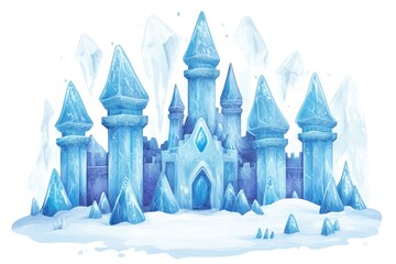 Ice castle on a snowy landscape