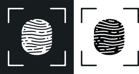 Set of Fingerprint patterns, clear lines and swirls. Human thumbprint. Icon, pictogram, logo