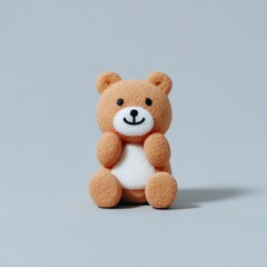 Obraz premium 3D bear figure sitting cross-legged with hands on cheeks, smiling