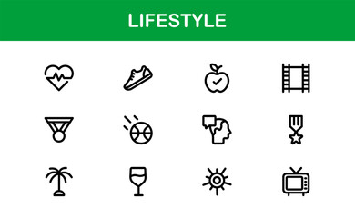 Lifestyle Icon Collection. Clean Line Art for Health, Fitness, Travel, and Personal Growth Themes