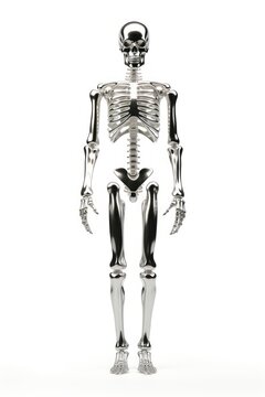 Skeleton white background standing weaponry.