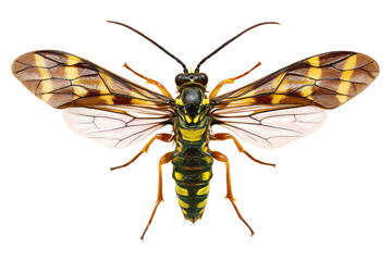 Striped Sawfly Detailed Close-Up of a Yellow and Black Insect