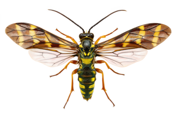 Striped Sawfly Detailed Close-Up of a Yellow and Black Insect