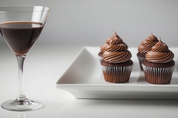 Chocolate cupcakes and a dark drink