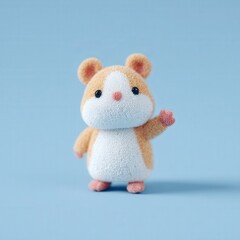 3D hamster giving a high five gesture, soft glossy skin